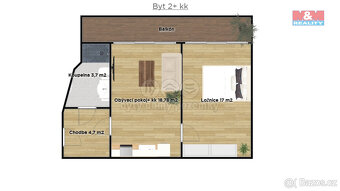 Pronájem bytu 2+kk, 45 m², Kolín, ul. Zengrova - 9