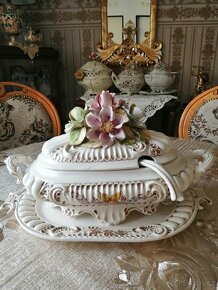 Stará Neapolska porcelánová 4 dílna mísa. Signováno. - 9