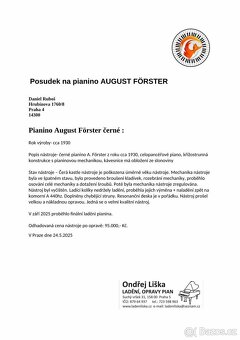 Pianino August Förster, r.v. cca 1930 - 9