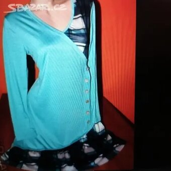 Krásné teplé mentolové šaty vel.42-44 - 9