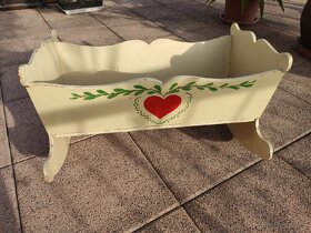 Stará dřevěná kolíbka pro panenky výroba rok 1940 - 9