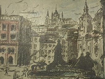 RARITA - dobový obraz Osvobození boj barikáda 1945 - 9