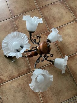 Rustikální pětiramenný lustr - super stav - 9