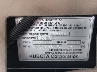 Lehce poškozená kabina bagru Kubota KX060-5 - 9