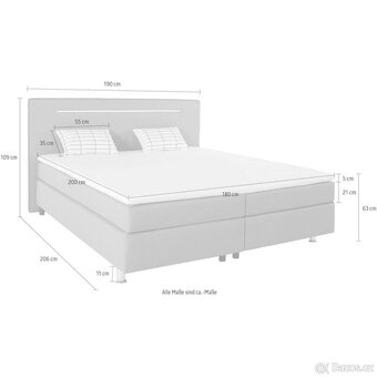 Postel s boxspring, včetně LED osvětlení 180x200 - 9