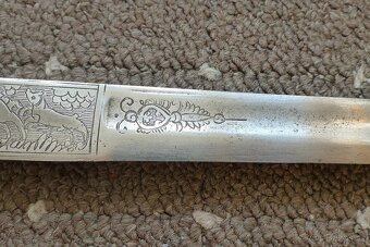 Lovecký tesák - Asi 18. století - Rytá čepel - 9