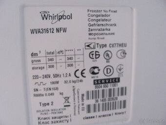 ŠUPLÍKOVÁ MRAZNIČKA - MRAZÁK - WHIRLPOOL - 340l - A++ - 9