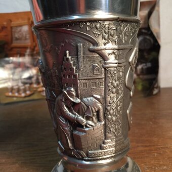 Cínový pohár pivní velká sklenice z cínu punc certifikát - 9