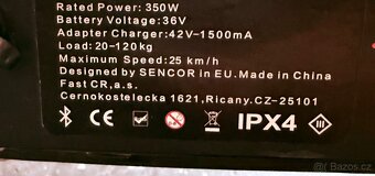 Elektrokoloběžka Sencor – 350 W, 25 km,velice pěkná. - 9