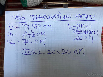 Pracovní stůl, lehký ponk, kovový rám stolu za 800 kč - 9