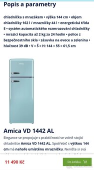 Lednice s mrazákem Amica Retro VD 1442 AL - 9