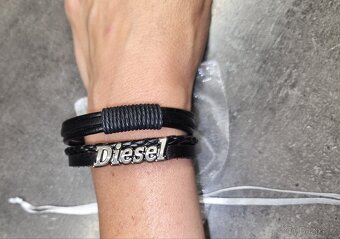 Nový pánský kožený náramek diesel černá kůže značkový - 9
