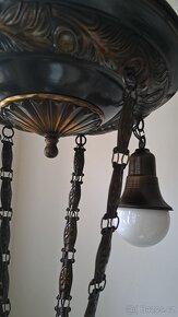 Starožitný secesní stropnice, lustr, lustřík osvětlení - 9