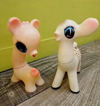 RETRO HRAČKY GUMOVÉ SRNEČKY, SLON, ZAJÍČEK, ŽABKA, MEDVÍDEK - 9