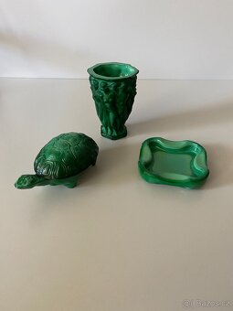 váza malachit popelník želva zelené sklo malachit - 9