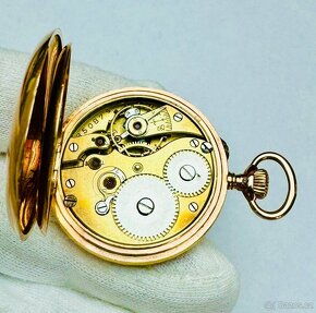 14K CELO ZLATÉ KAPESNÍ HODINKY IWC S ETUI S ŘETÍZKEM - 9