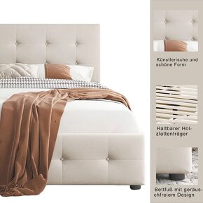 Čalouněná postel 90x200 cm s lamelovým roštem a 2 zásuvkami - 9