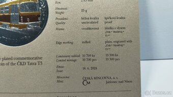 Stříbrná pamětní 500kč mince - Tramvaj Tatra T3 - BK - 9