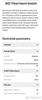 NOVÝ HERNÍ BATOH MSI TITAN PC 3000,- - 9