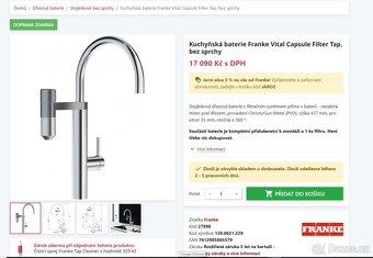 Luxusní baterie Franke Vital Capsule Filter Tap - 9