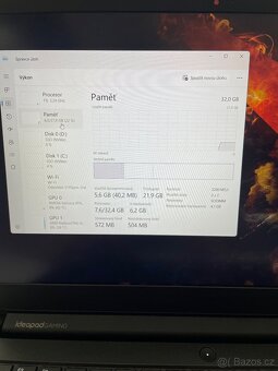 Herní notebook Lenovo- Ryzen 5-5600H- 32RAM- 1T-SSD-512Gb-SS - 9