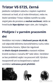 Stolní ventilátor -"TRISTAR". NOVÝ Původní balení. 30 cm - 9