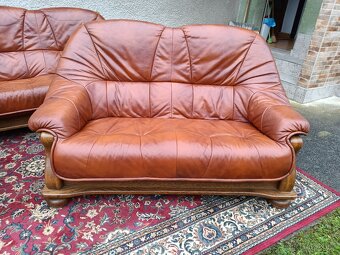 XXL Rustikální kožená sedací souprava 3 - 2 - 1, stolek - 9