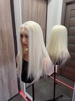 Dlouhá rovná blond paruka s krajkou vpředu 13156 - 9