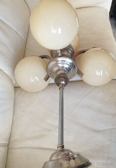Starožitný lustr art deco 20-30. léta na tyči béžo - 9