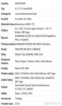 Divci juniorske kolo Superior Fly 27,5 - 9