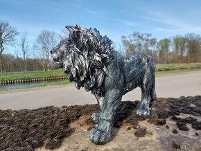 Socha stříbrného Lva Polyresin, 60cm - 9