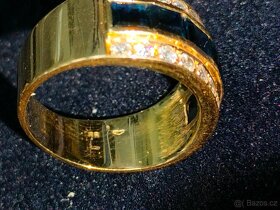 Cca 100 letny zlaty damsky prsten Diamanty a safiry - 9