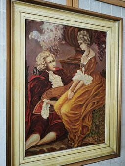 obraz ZAMILOVANÝ LOUTNISTA, olej, F. Dobřanský 1947 - 9