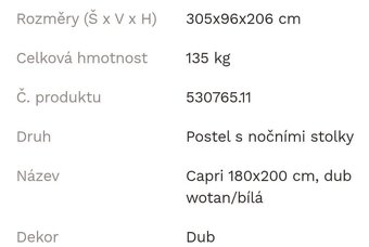 Postel s nočními stolky Capri - 9