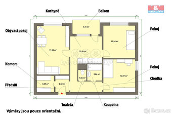 Pronájem bytu 3+1, 66 m², Cheb, ul. Přátelství - 9