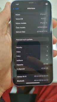 Apple iPhone 12 64GB,pěkný stav, baterie 82%,záruka - 9
