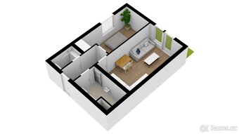 Byt v cihlovém domě 2+kk, 45 m2, zahrádka + parkovací stáni, - 9