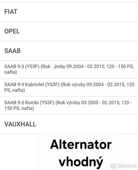 Alternator Fiat, Opel, Saab, Vauxhall - 9