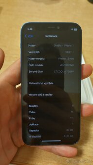 Apple iPhone 12mini 64GB blue,baterie 85%,slušný stav,záruka - 9