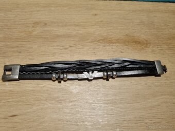 Armani pánský kožený náramek značkový černý pravá kůže - 9