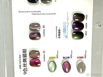 Vzorník barev – gel lak Cat Eye, 9 odstínů - 9