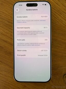 Apple iPhone 16 Pro 256GB přírodní titan TOP stav - 9