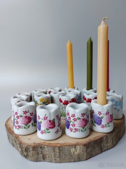 Vintage roztomilý porcelánový svícení s květinovým dekorem - 9