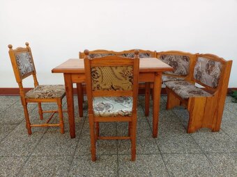 Rustikální jídelní set - lavice, stůl, 2 židle, masívv - 9