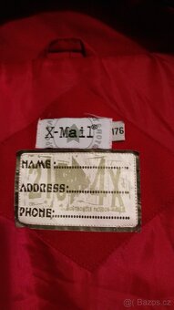 Zimní červeno šedivá bunda nebo kabát - 9