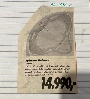 Nikdy nepoužitá rohová hydromasážní vana - 9