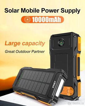 EAGET® Solární/Ruční powerbanka-nabíječka, 10000mAh, 5V/2.1A - 9