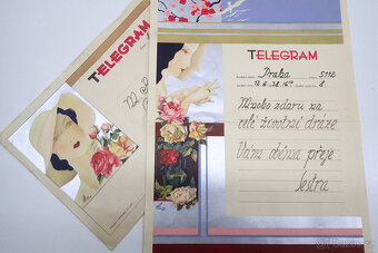 Secesní Obálka a Telegram - Praha - Teplice Šanov - 1938 - 9