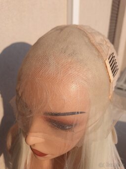 Dlouhá rovná blond paruka s krajkou vpředu 60135 - 9