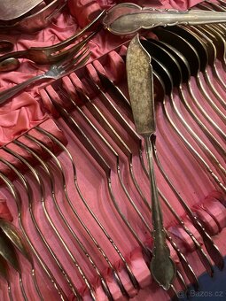 Velká sada starožitného příboru alpaka - 9